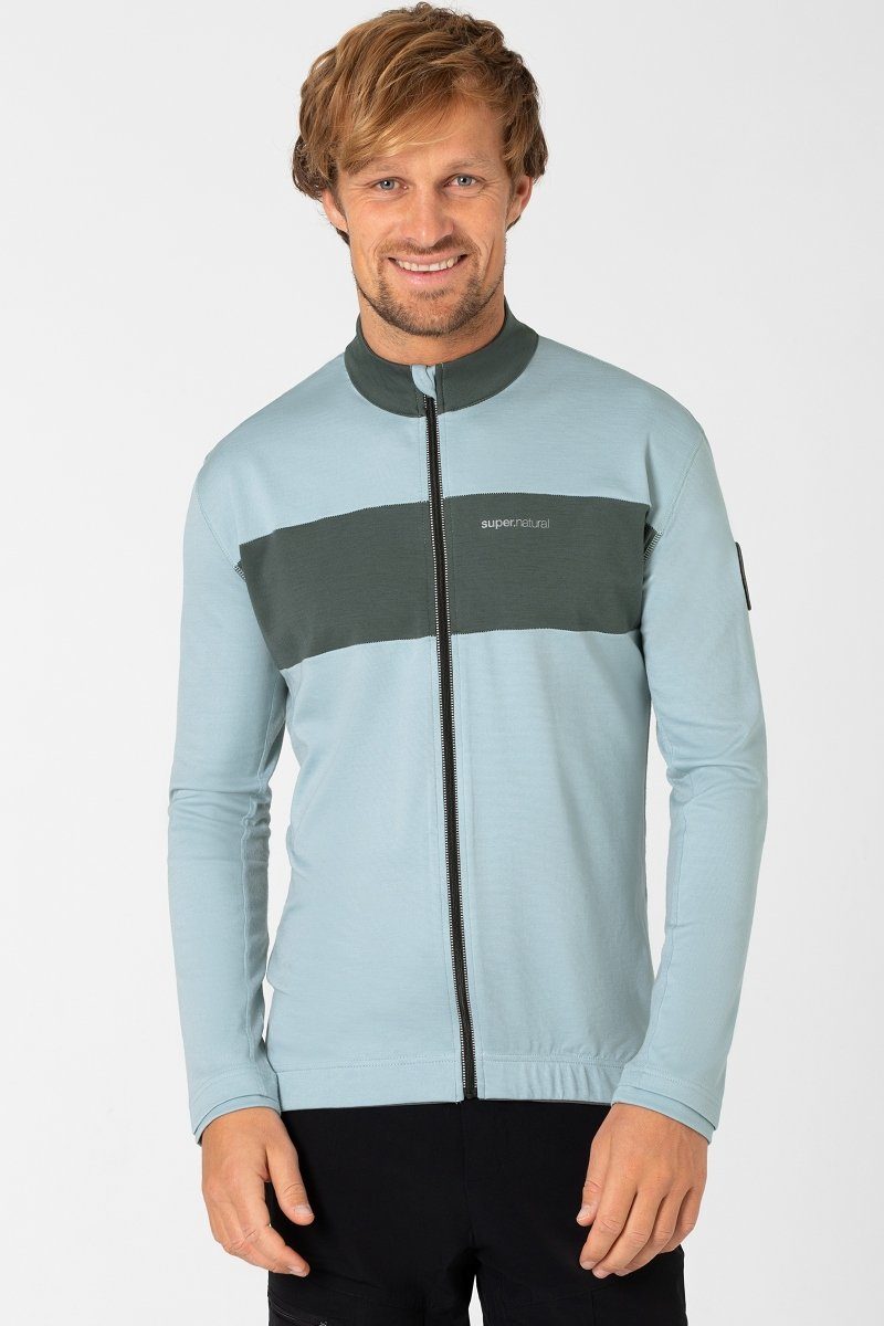 SUPER.NATURAL Radtrikot Merino Fahrradtrikot M GRAVIER LS JERSEY Merino-Materialmix mit reflektierenden Logos