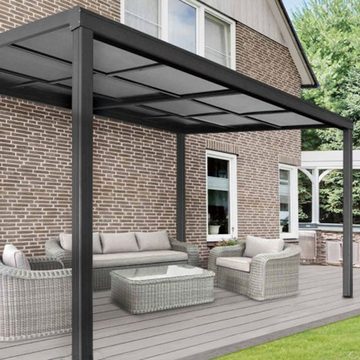 osoltus Vordach osoltus Terrassendach Veranda freistehend mit Schiebedach 4x3m