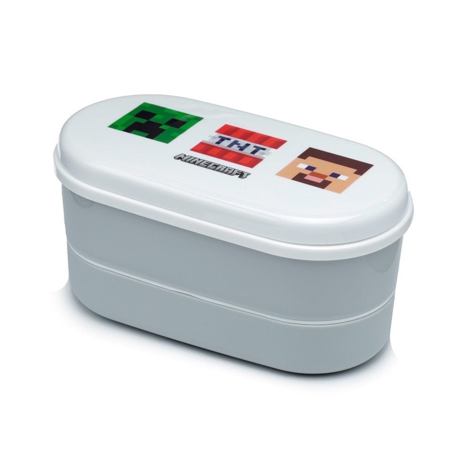 Puckator Lunchbox Minecraft Charaktere Bentobox mit Löffel und Gabel