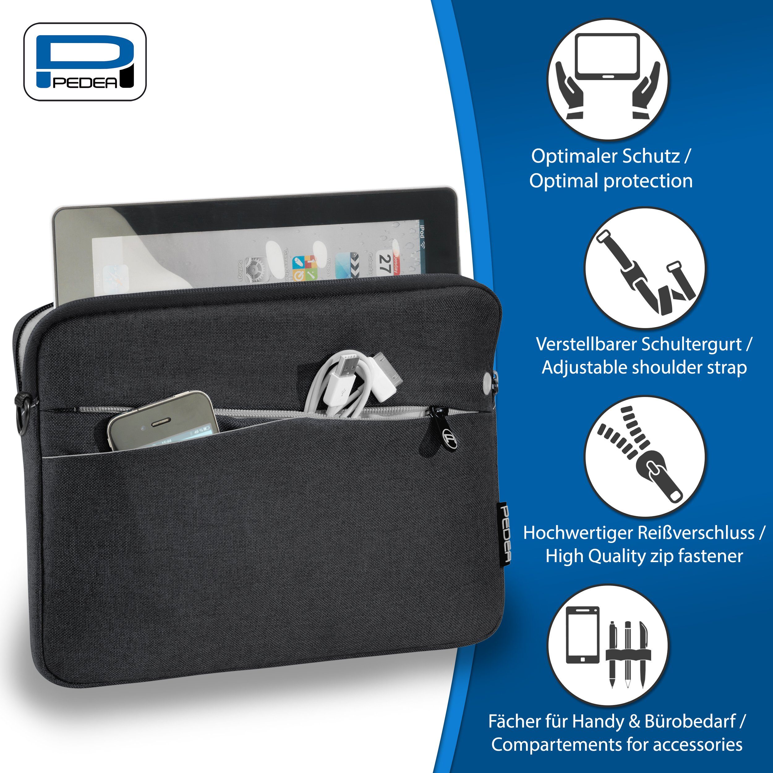 PEDEA Tablettasche FASHION Tablet Hülle mit Polsterung 12,9 / 13 Zoll, Gepolstert mit weichem Innenfutter