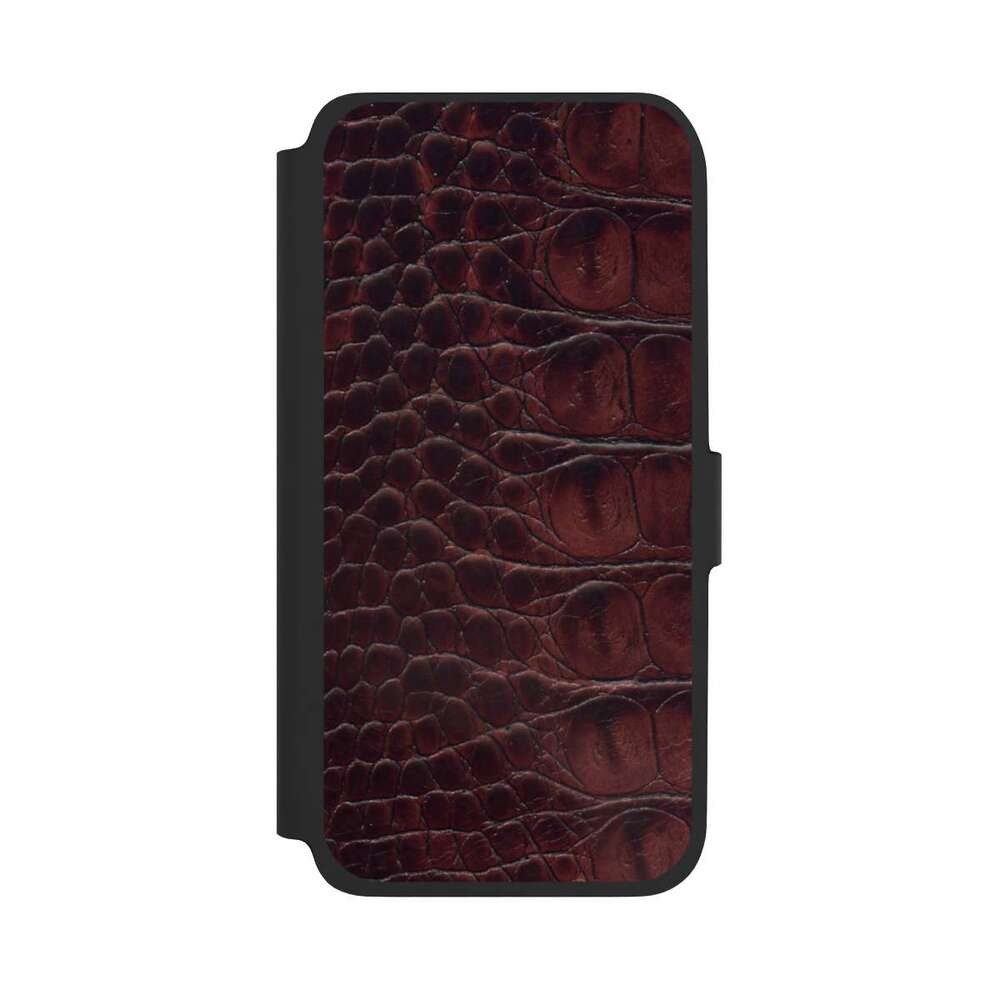 NIVOCASE Handyhülle Krokodil Leder Animalprint Croco dark brown, Samsung Galaxy A17 5G Klapphülle Handyhülle aus Kunst Leder