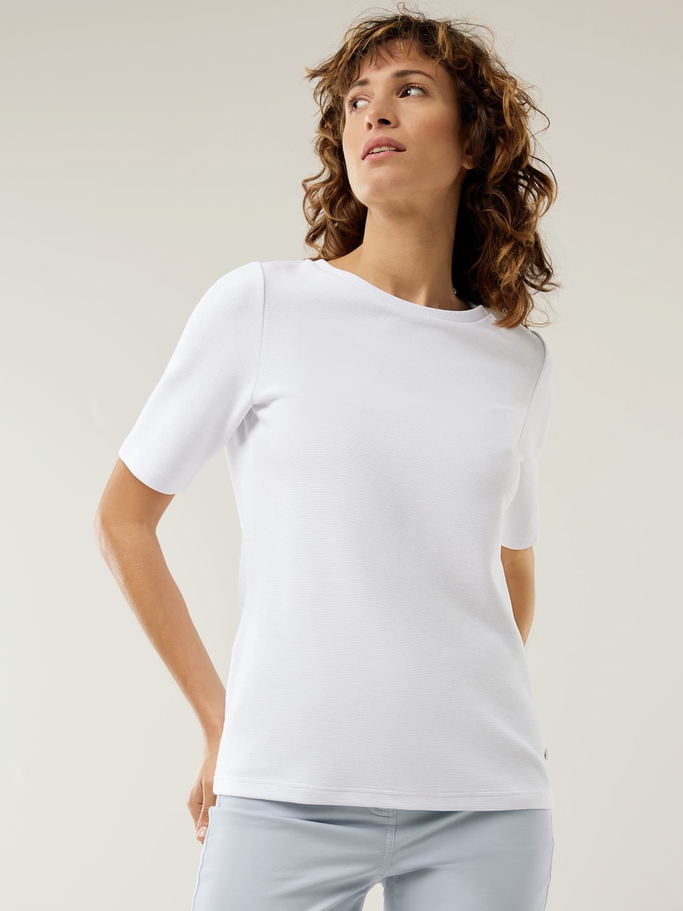 Walbusch T-Shirt Damen Ottoman Shirt Rundhals Halbarm formstabil Elastische Ottoman-Struktur, Viskosemix, atmungsaktiv, pflegeleicht