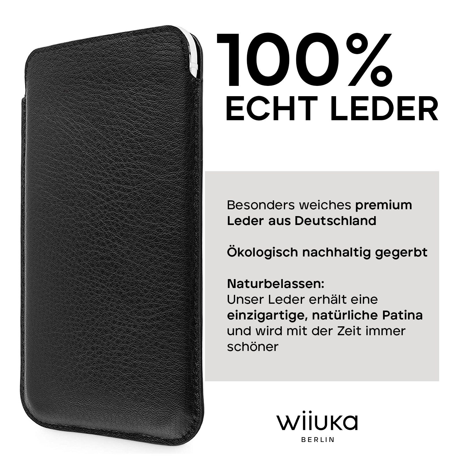 wiiuka Handyhülle sliiv Hülle für iPhone SE 2022 / 2020 / 8 / 7, Tasche Handgefertigt - Echt Leder, Premium Case