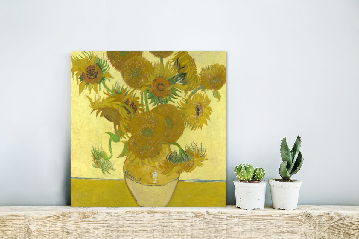 Metallbild Alu-Dibond-Druck, deko Gogh, aus MuchoWow St), Metall, Gemälde - Sonnenblumen (1 Aluminium van Vincent