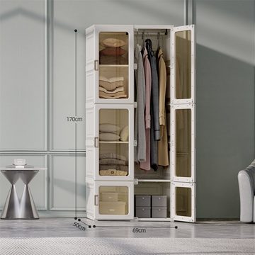 XDeer Kinderkleiderschrank Bedroom Armoire Organizer Kleiderschrank Storage PP-Material Tragbarer Storage Tansparenten Türen ABS Super-Tragfähigkeit