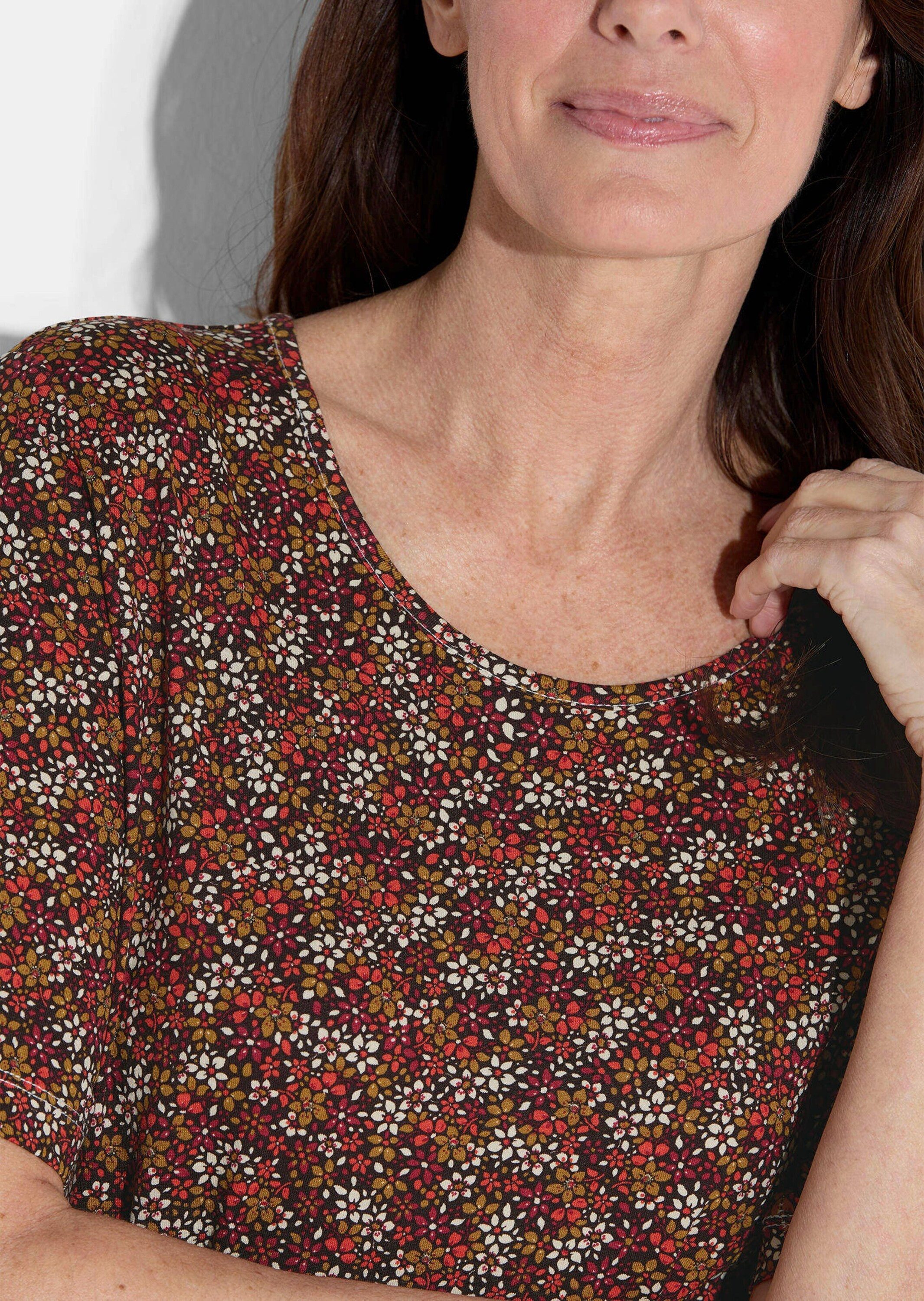 GOLDNER Print-Shirt Stilvolles Viskoseshirt, Blumenprint Blusenshirt mit elegantem Rundhals und Halbarm – Bild 3 von 4