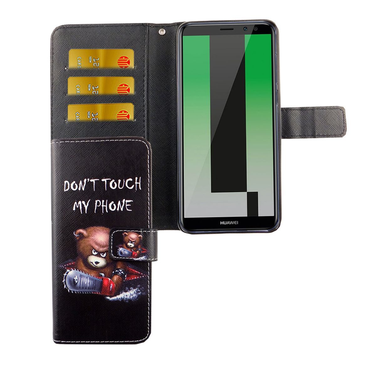 König Design Handyhülle Huawei Mate 10 Lite, Huawei Mate 10 Lite Handyhülle Bookcover Schwarz