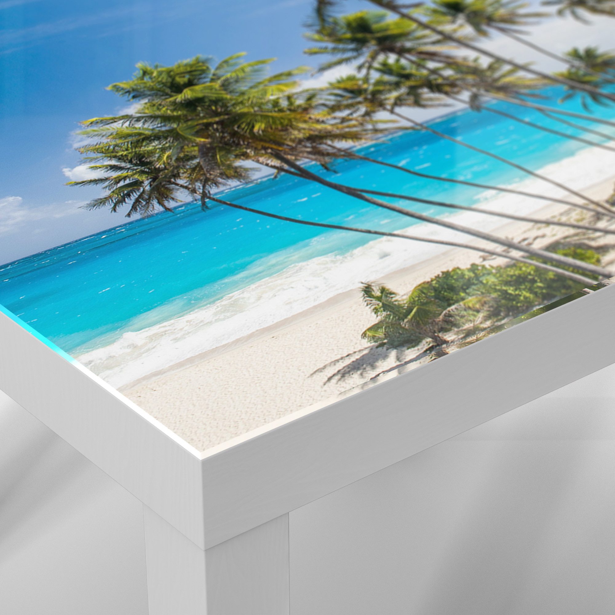 DEQORI Couchtisch 'Tropenparadies', Glas Beistelltisch Glastisch modern