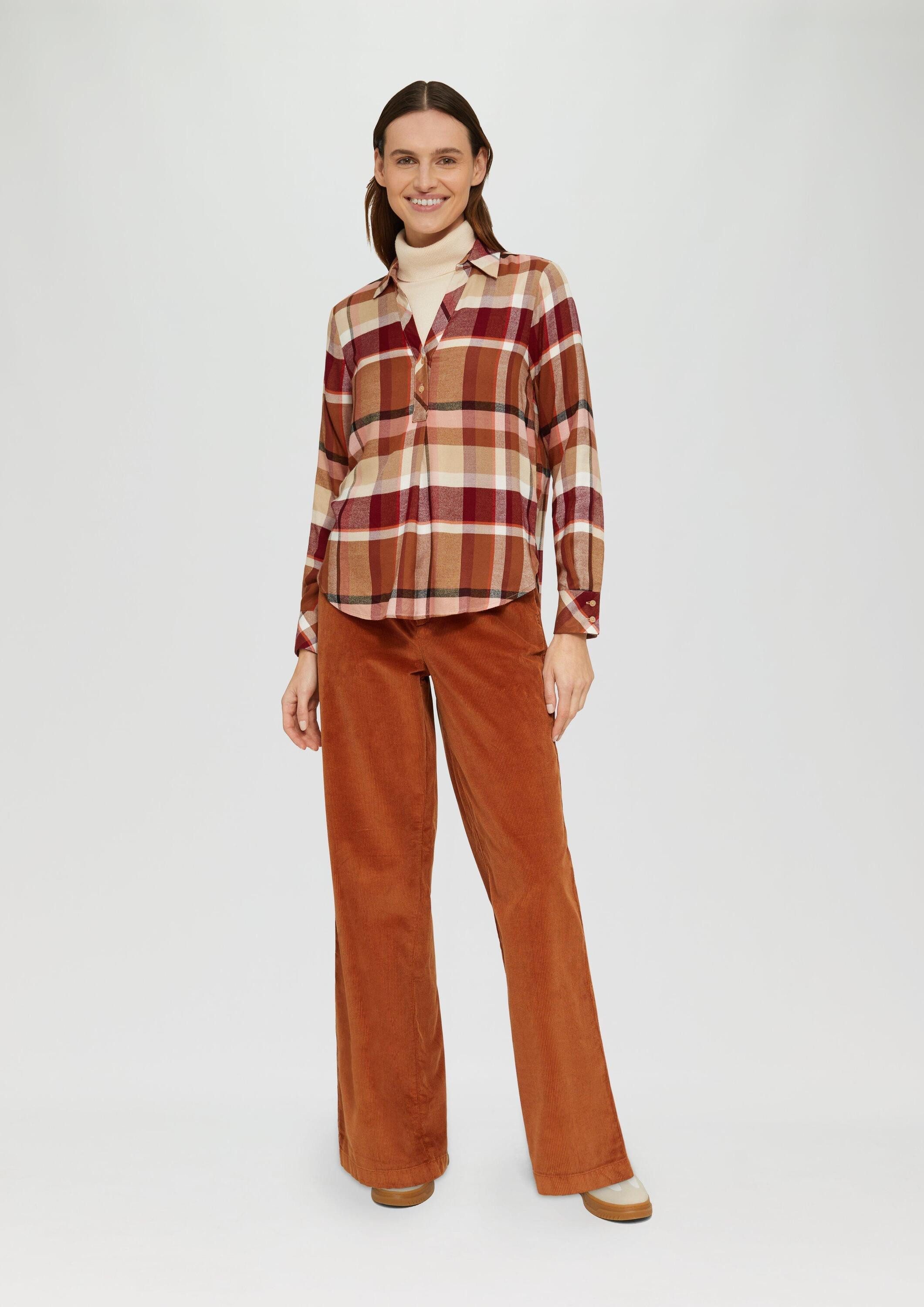 s.Oliver Langarmbluse Bluse Karierte Bluse mit Hemdkragen