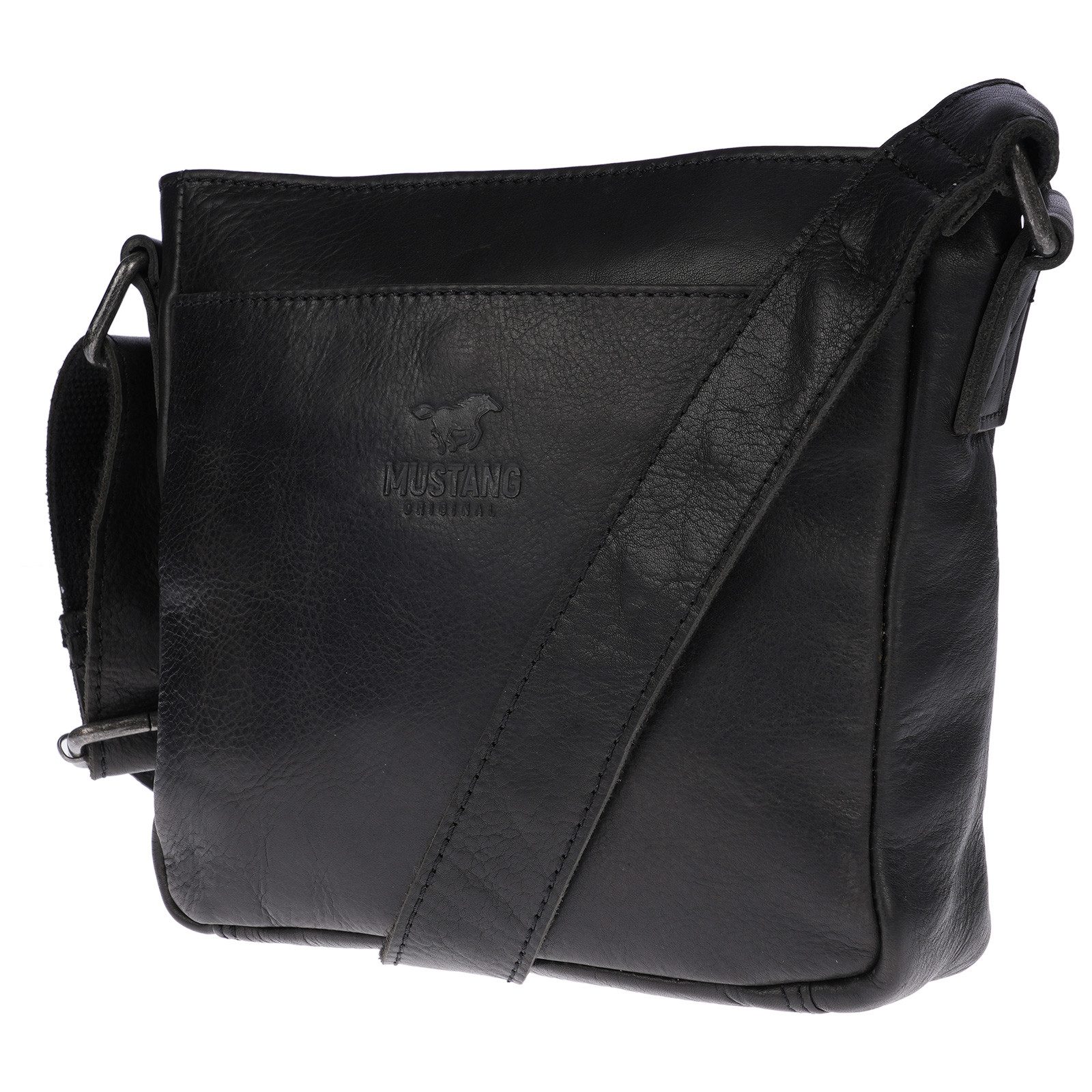 MUSTANG Umhängetasche MUSTANG Kleine Damen Tasche Schultertasche Umhängetasche Crossover, Leder Handtasche Schwarz