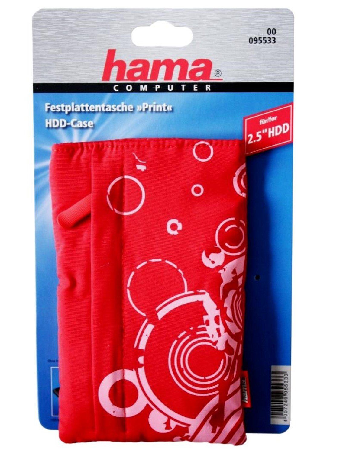 Hama Festplattentasche Tasche Print Rot Case Schutz-Hülle Bag Cover,  Tragegurt Aufbewahrung 2,5\