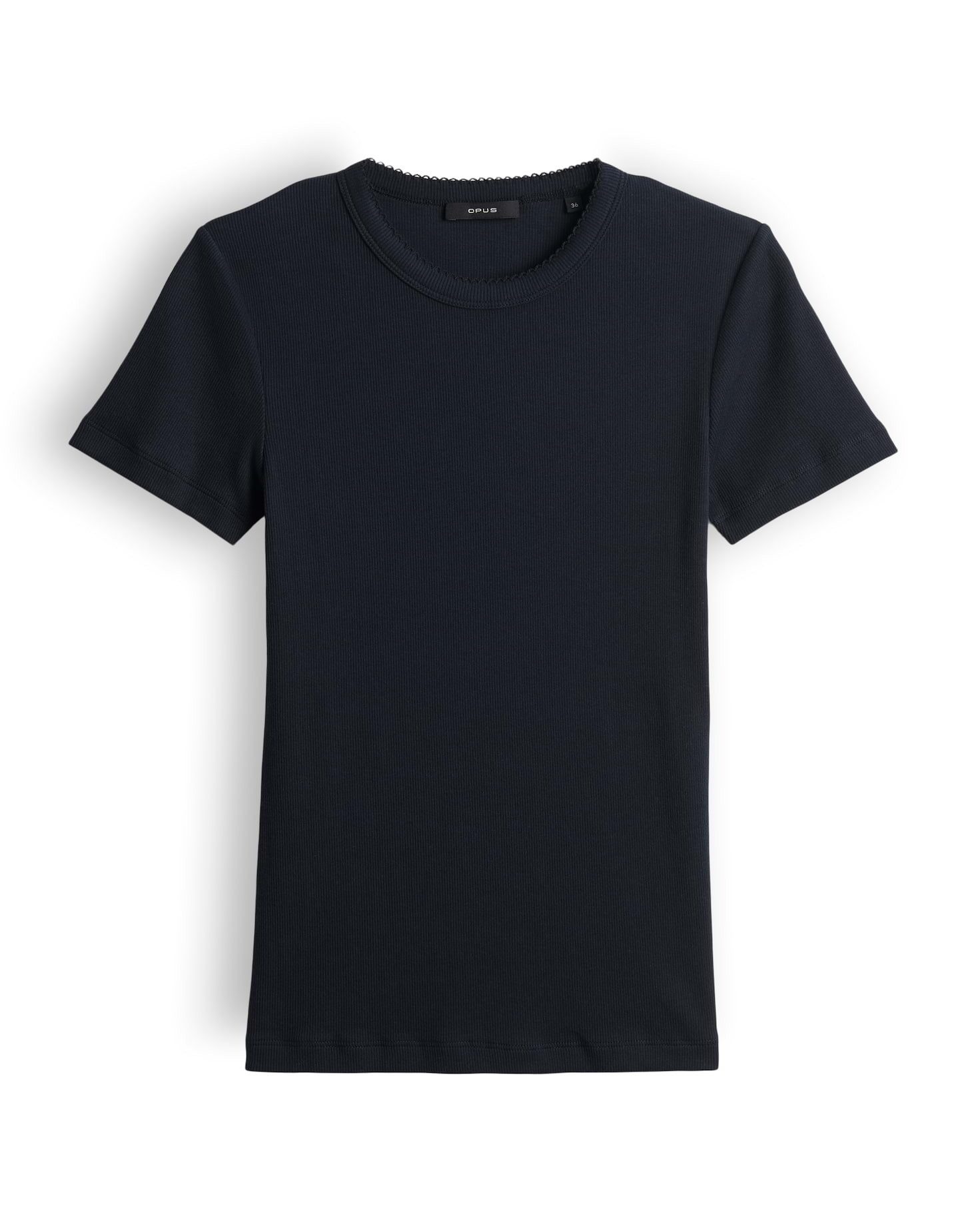 OPUS Kurzarmshirt Basicshirt mit femininer Muschelkante Slim Fit günstig online kaufen