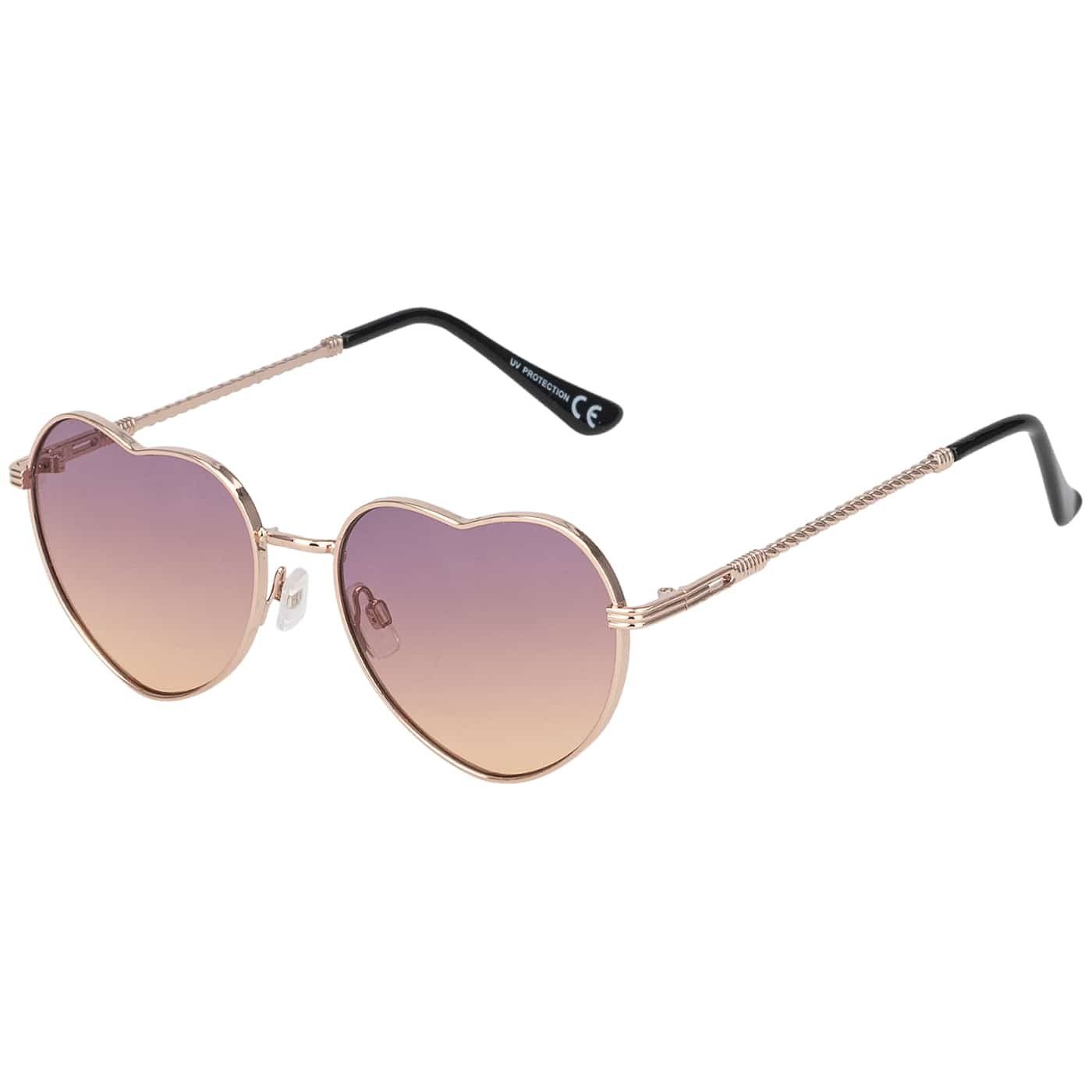 BEZLIT Eyewear Sonnenbrille Herz Form Designer Damen Sonnenbrille (1-St) mit lila-braun, blau-rot, grün-rosa, braun-blau und blau-rosa Linsen