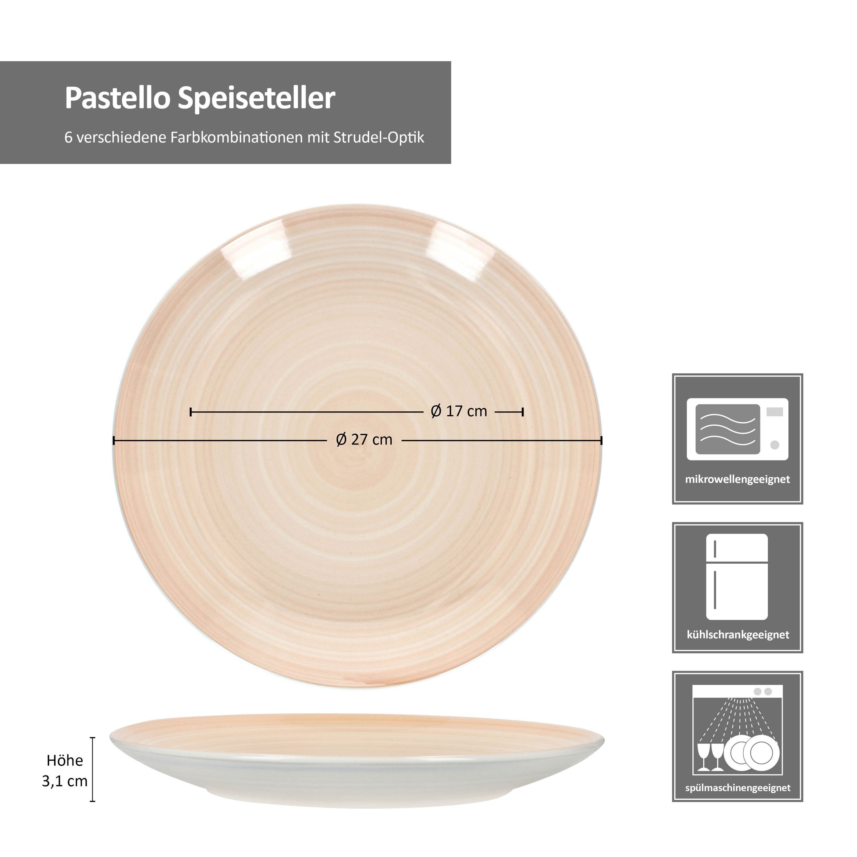 MamboCat Speiseteller Pastello 6er Set Speiseteller Ø27cm Steingut Platte groß Essteller – Bild 4 von 5