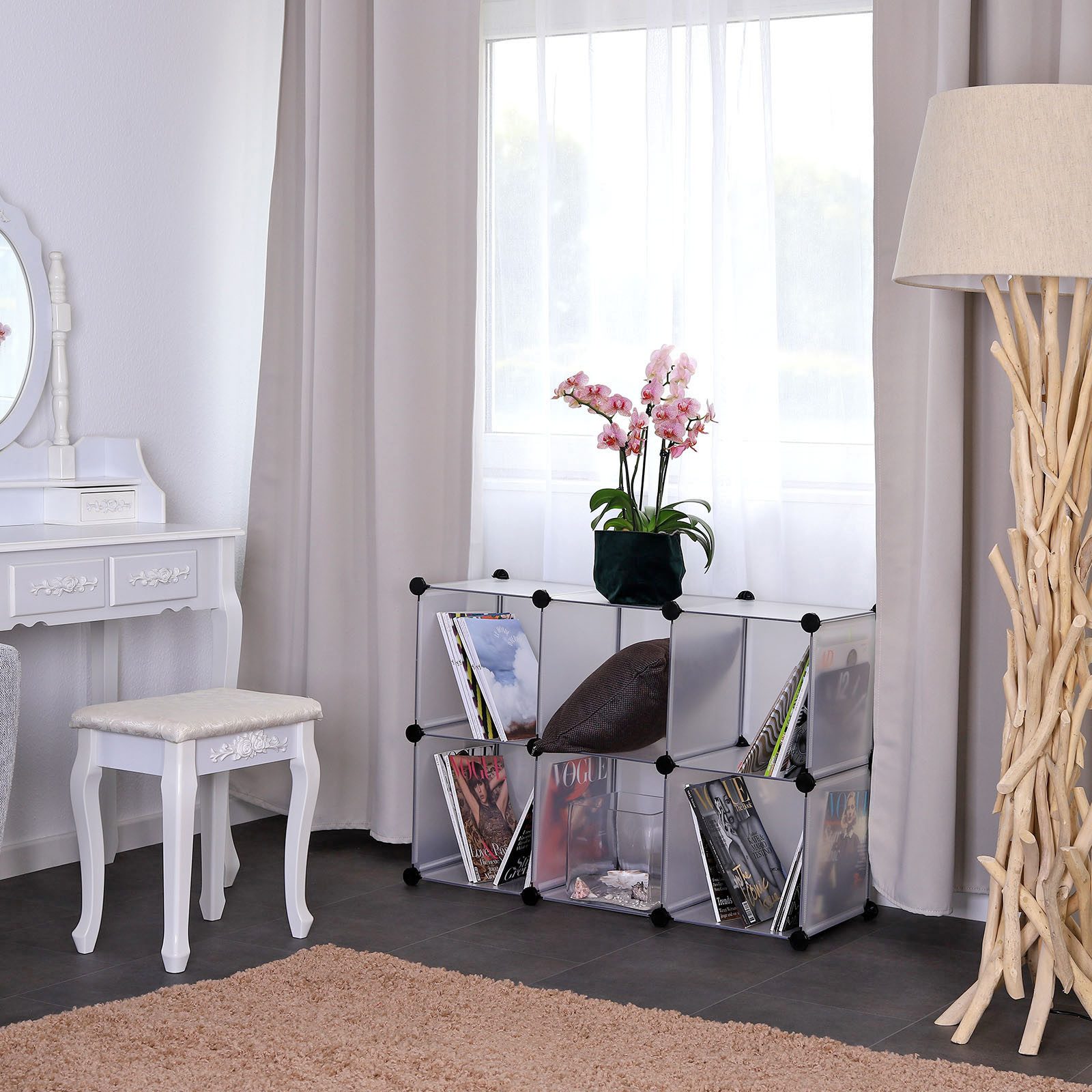 dibea Stufenregal 6 Fächer, modulares Stecksystem, Würfelregal flexibel erweiterbar, 1-tlg., Regalsystem, ideal als Schuh- oder Kleiderregal, Aufbewahrungsregal