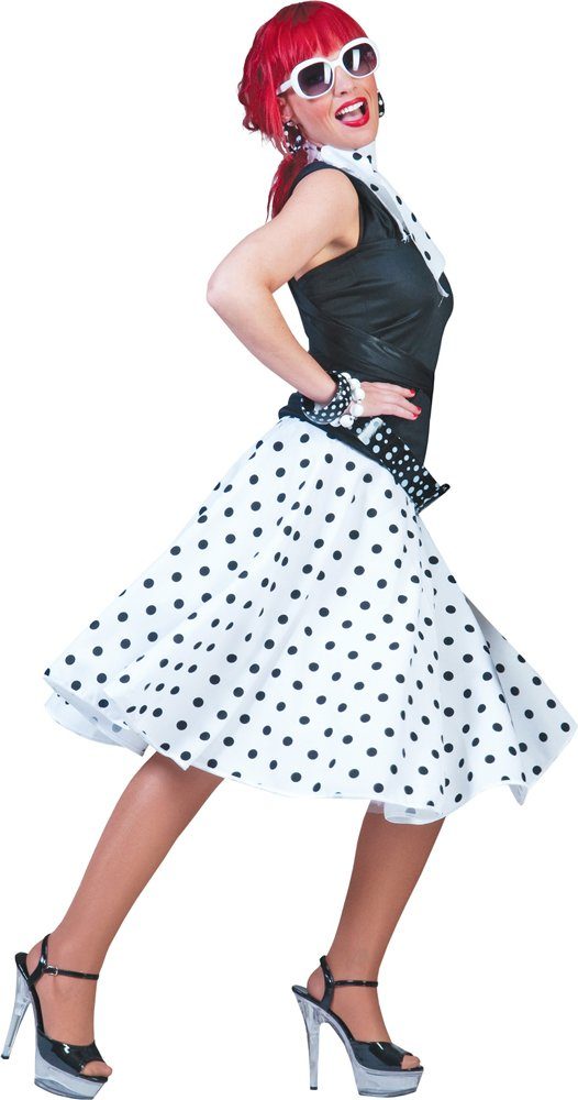 Funny Fashion Kostüm Fifties Punkte Tellerrock für Damen mit Halstuch