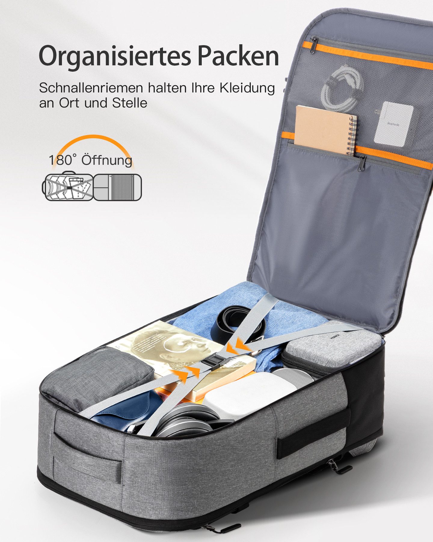 Inateck Reiserucksack 38-46L erweiterbarer Handgepäck Rucksack, wasserdicht