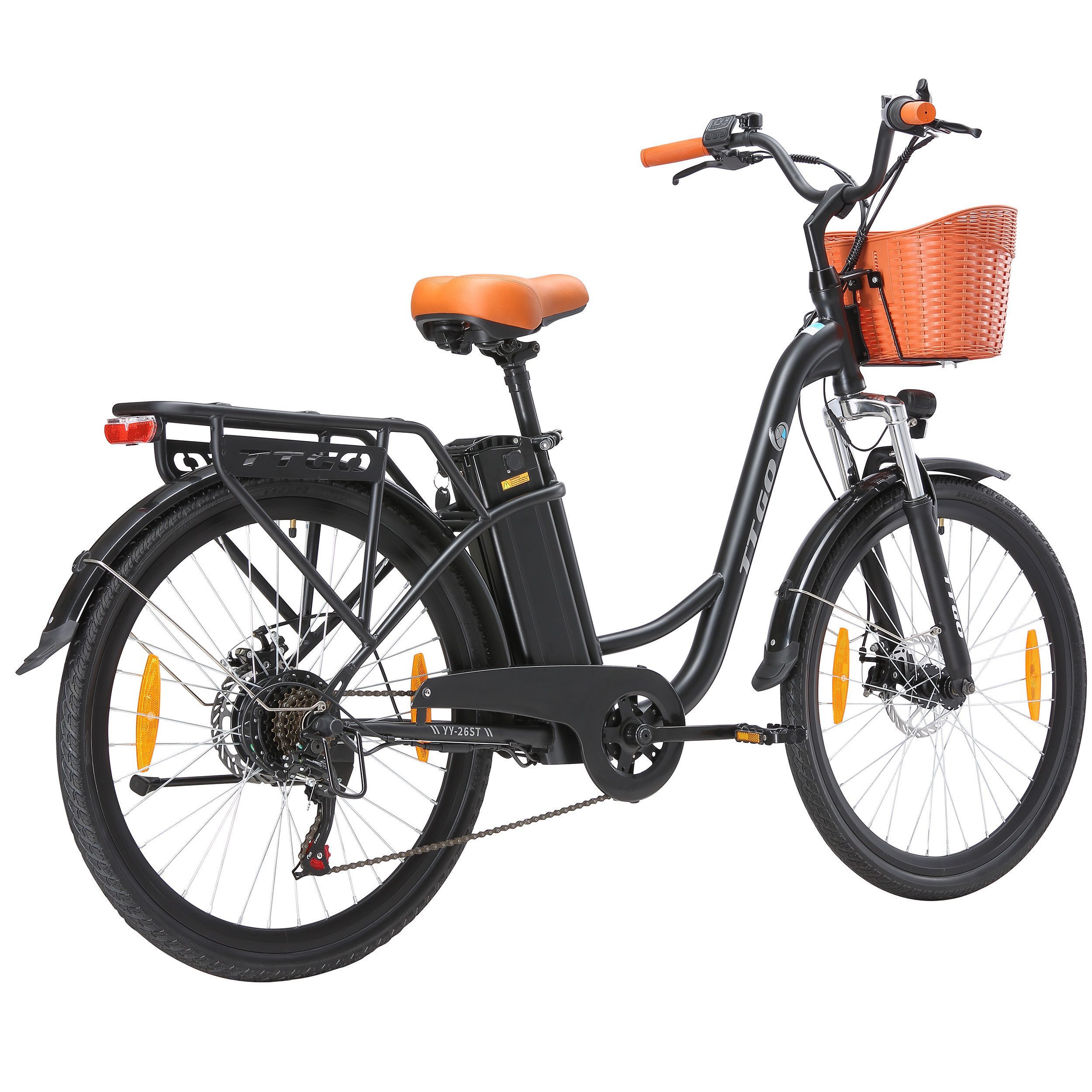 TTGO E-Bike Cityrad 26ST 522WH 14.5Ah E-Cityrad 26 Zoll Pedelec CE Damen und Herren, Heckmotor, 522 Wh, Elektrofahrrad mit Wave-Rahmen Heckmotor