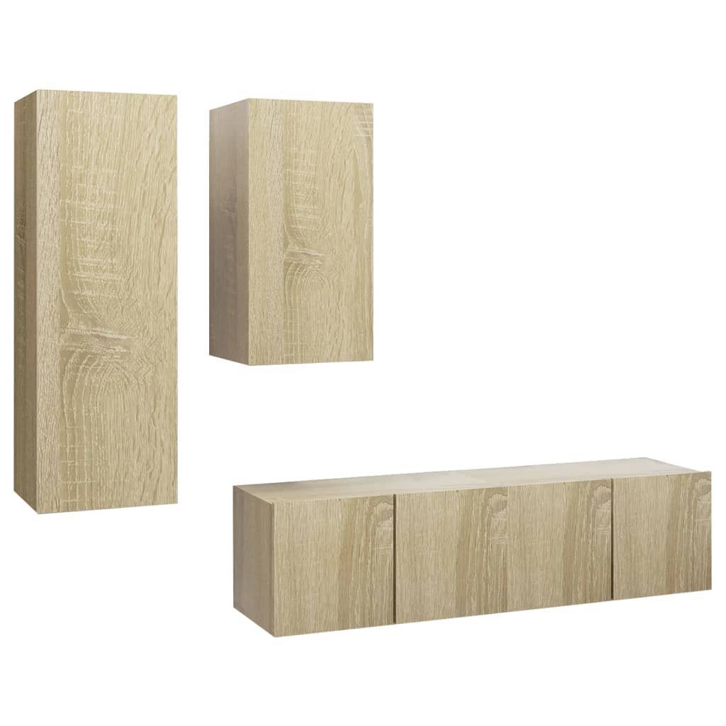 Holzwerkstoff TV-Schrank-Set furnicato 4-tlg. TV-Schrank Sonoma-Eiche