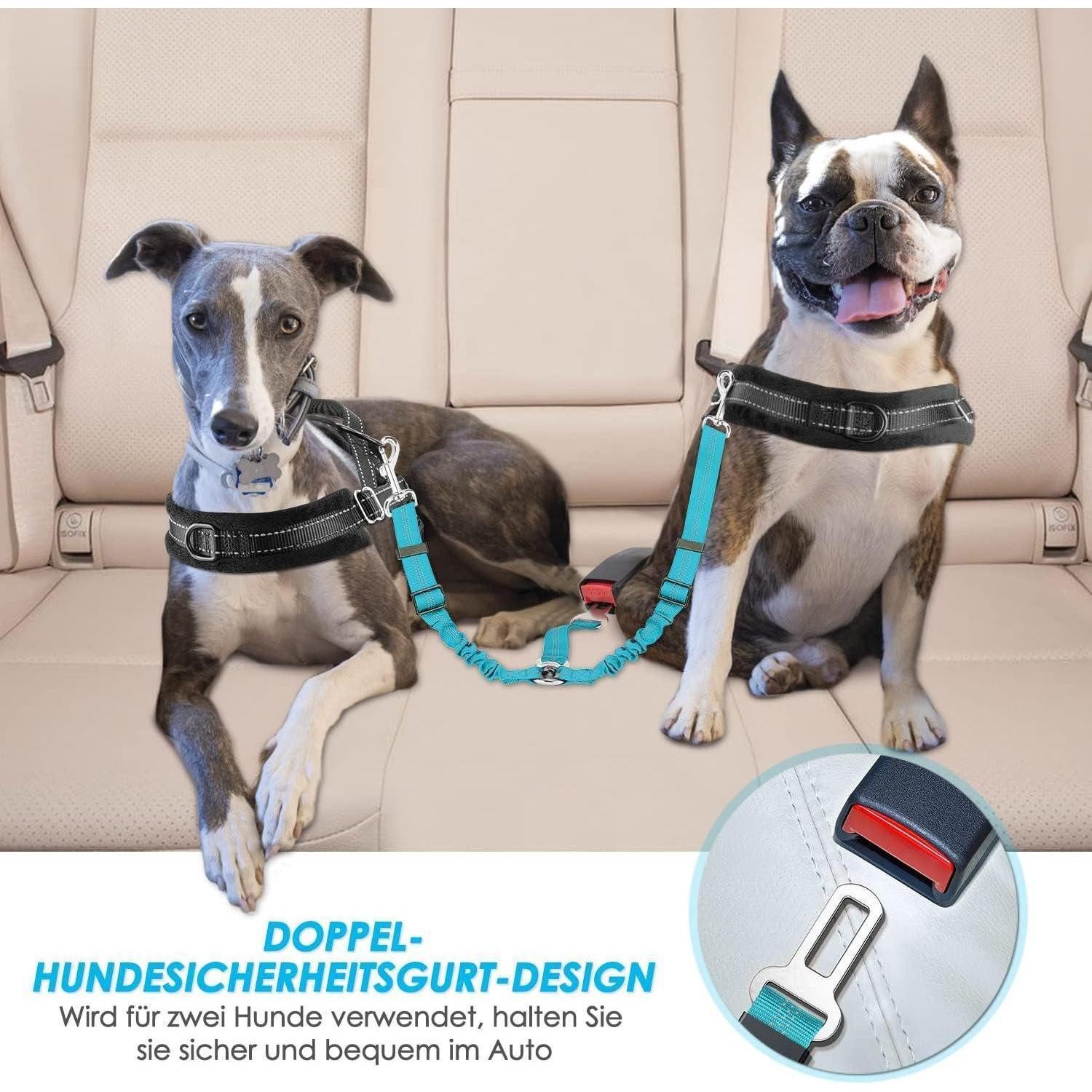 SlowTon Autohundegeschirr Anschnallgurt Hund Auto 2 in 1 elastisch reflektierend sicherheitsgurt