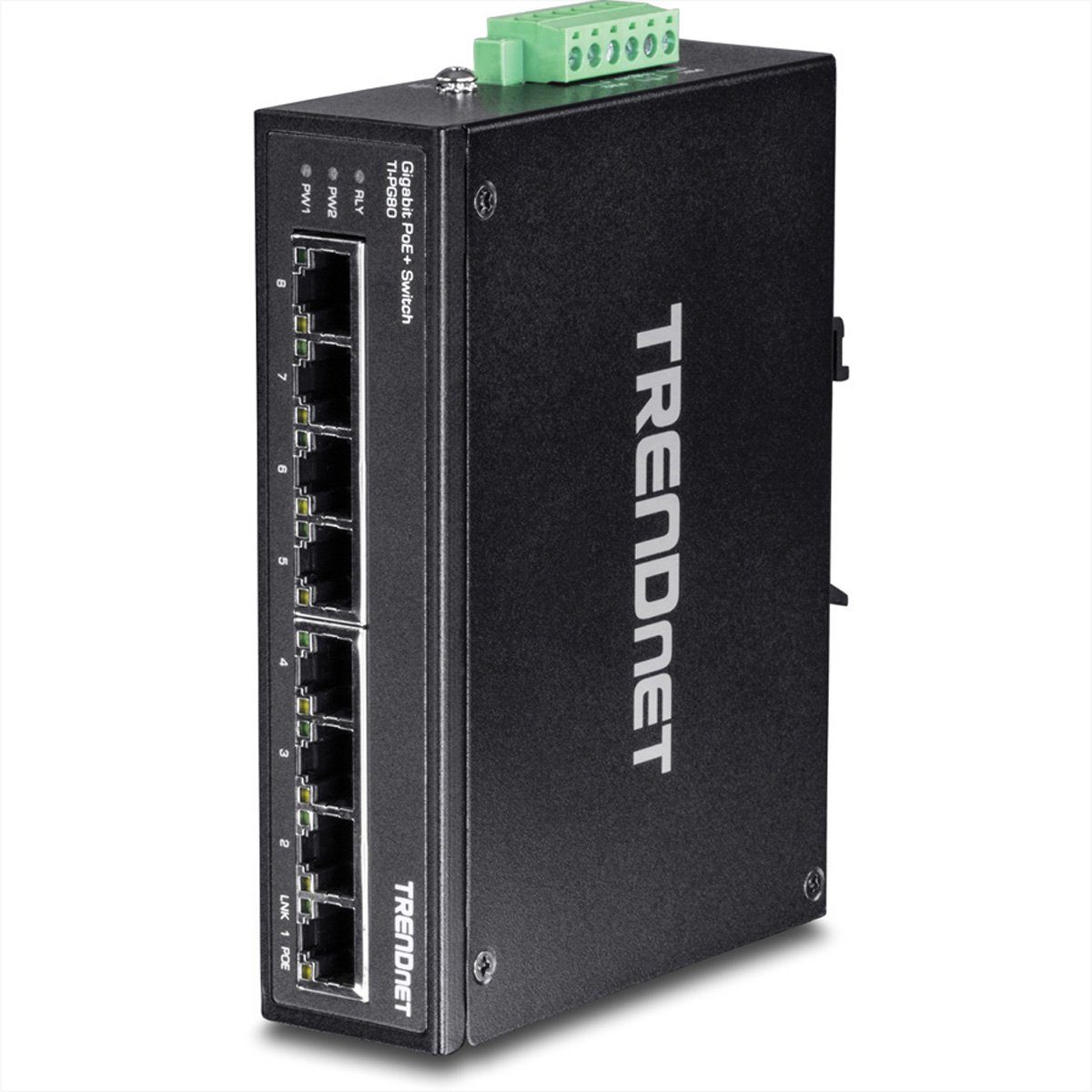 Trendnet TI-PG80 8-Port Gehärteter Industrieller Gigabit PoE+ DIN-Rail Switch Netzwerk-Switch