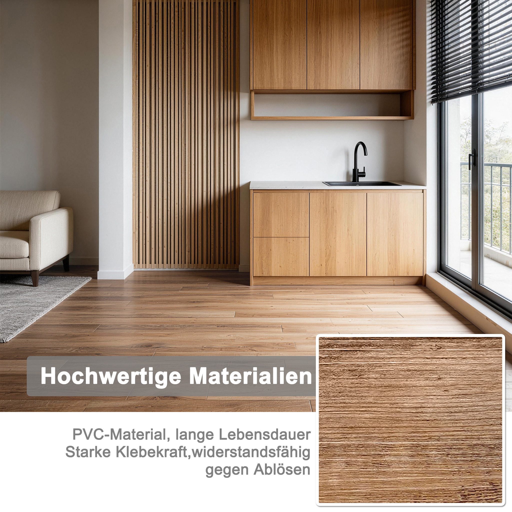 FIVMEN Vinylboden PVC Bodenbelag Selbstklebend, Holzmaserung Dielen, Bodenfliesen, 18/36 Stück, 2.51/5.2 m² Schneidbar Fliesen für Schlafzimmer, Küche – Bild 5 von 5