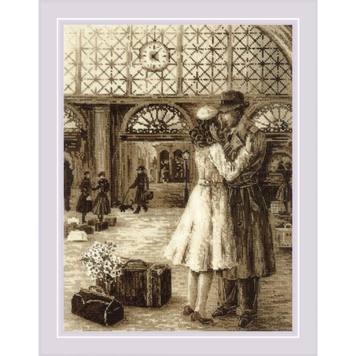 Riolis Kreativset Riolis Kreuzstich Set "Altes Foto. Rendezvous", Zählmuster, 30x40cm, (embroidery kit by Marussia)