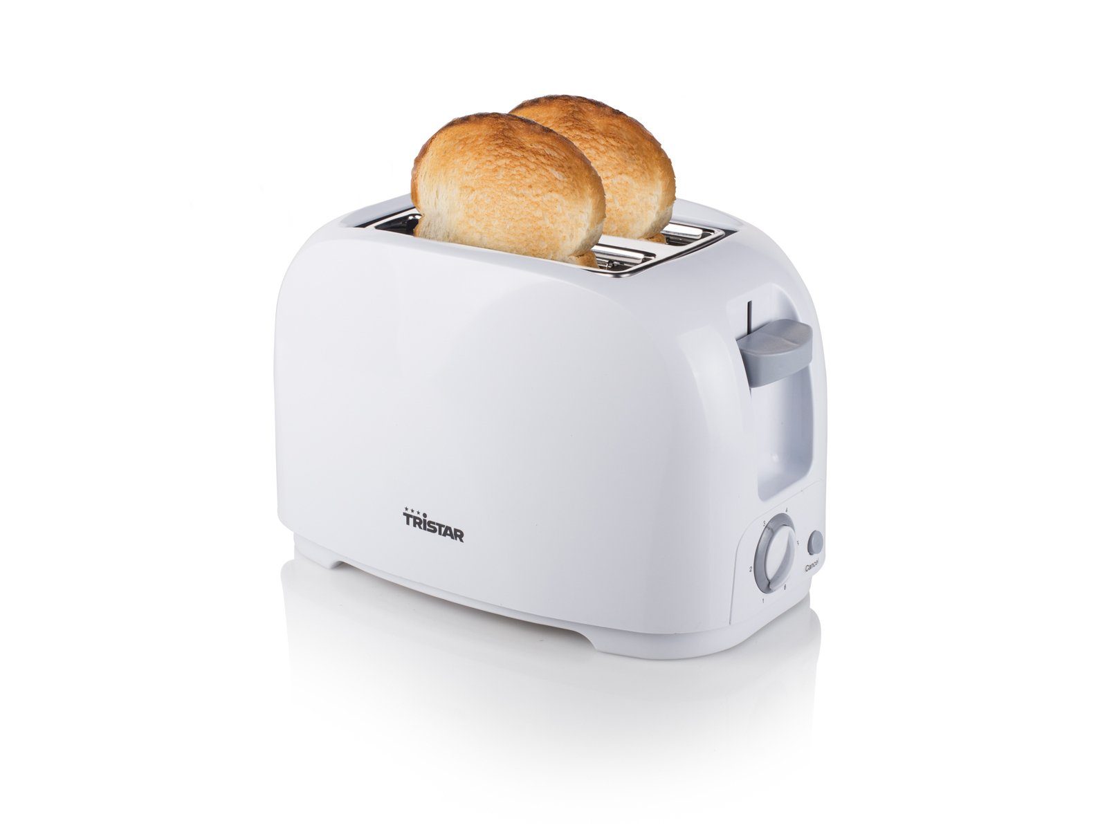 Tristar Toaster, 2 kurze 800 Toastbrot, Schlitze, & Weiß 2 Brötchenaufsatz Toastmaschine W, Scheiben Mini Toster Doppelschlitz für