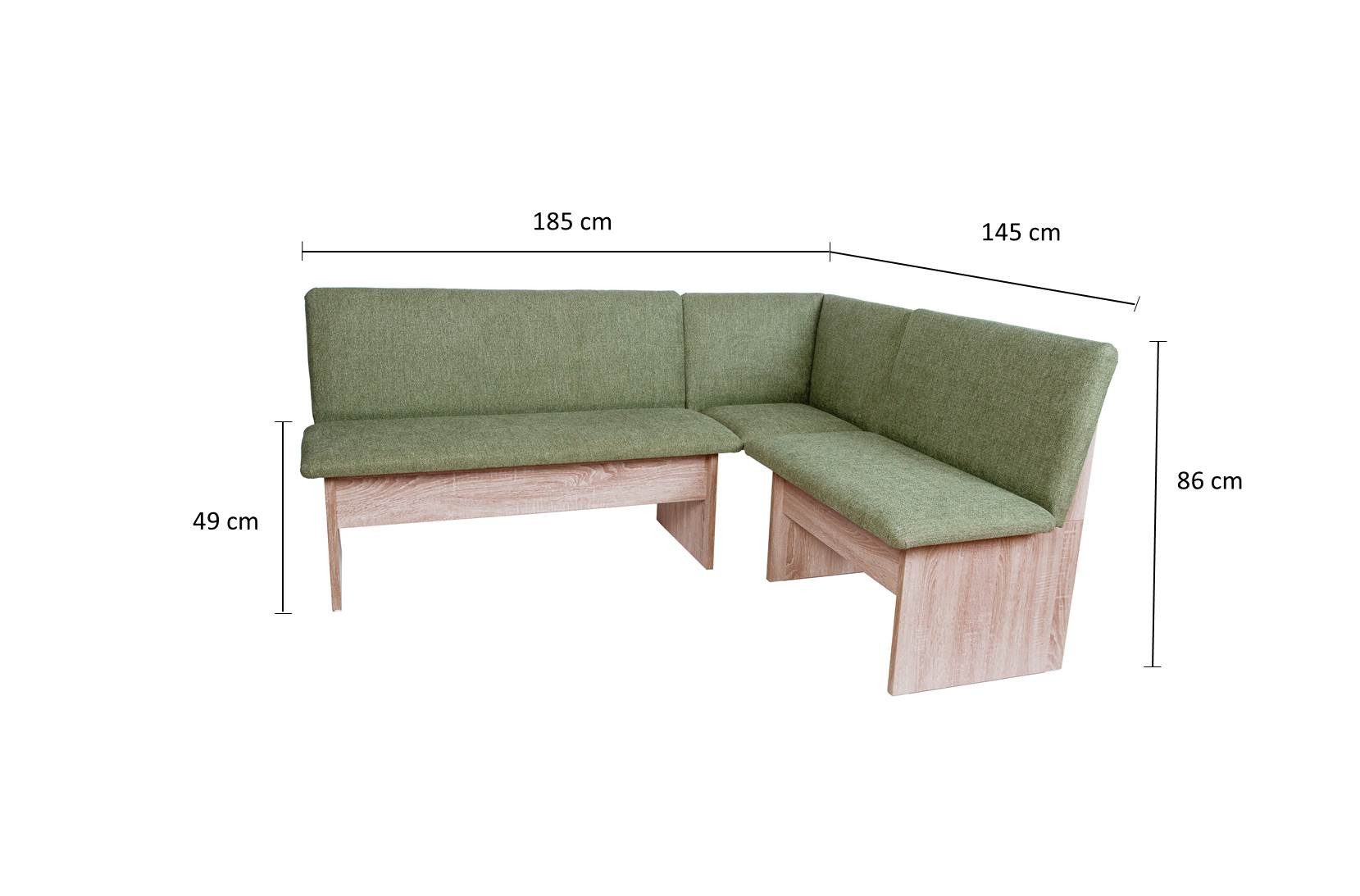 kundler home Eckbank mit Truhe, Esszimmerbank mit Rückenlehne, Küchenbank (Set, mit Stauraum), 4er Bank, Eiche Premiumdekor