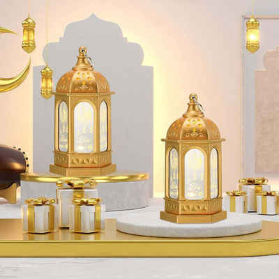 MUPOO Торшери Nachtlicht,Eid Mubarak Laterne,Batterie,2St. Ramadan Mond Stern Kerzen, Ramadan Dekoration Laterne Eid Mubarak für Ramadan Muslimische