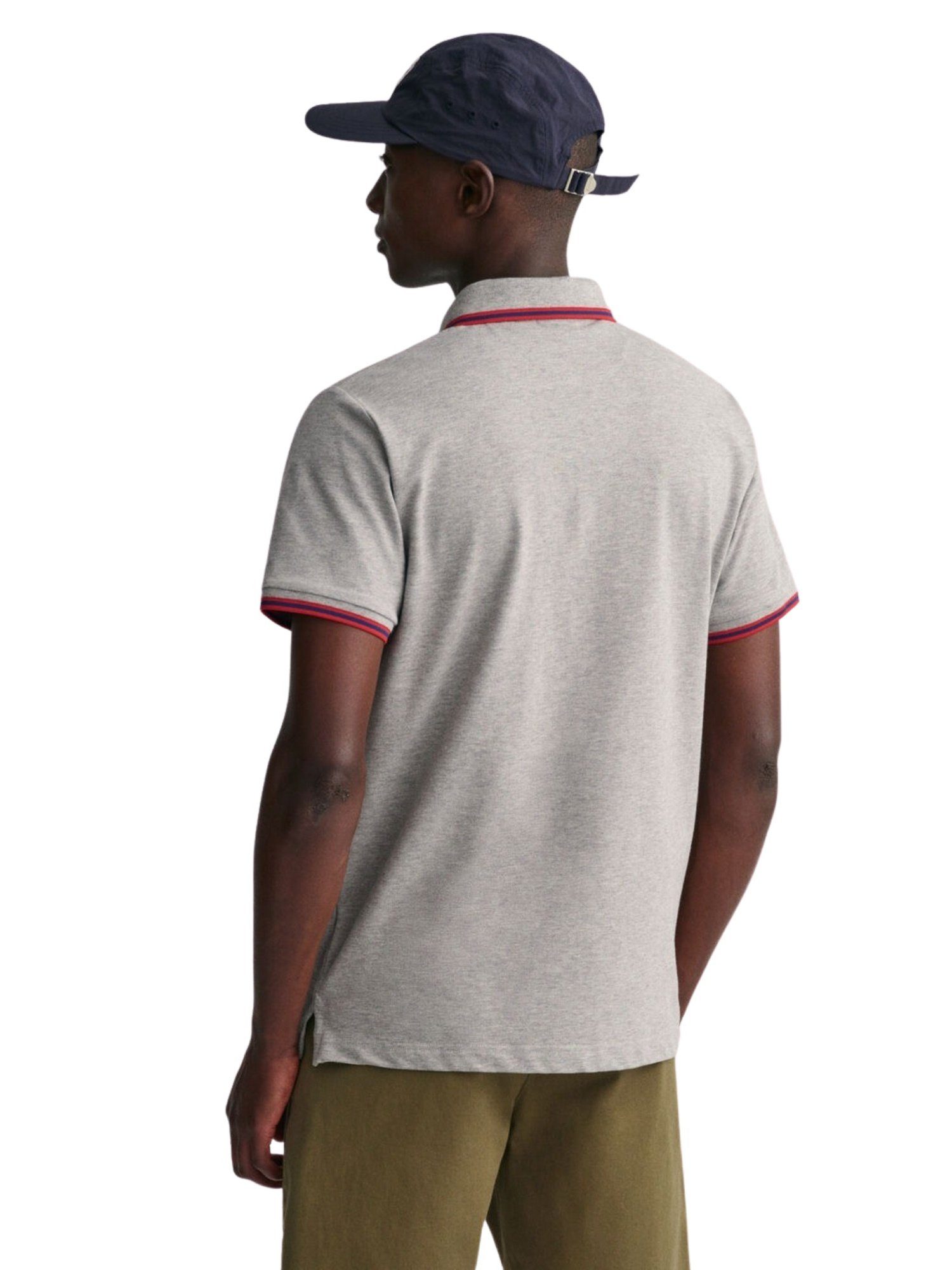 grau 3-Color Kurzarmshirt Pique Poloshirt Gant Polo Poloshirt
