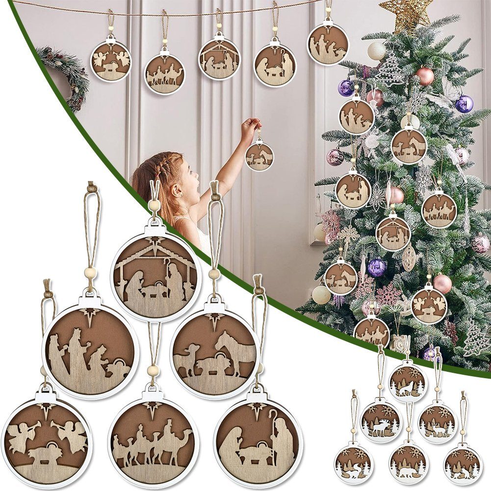 Christbaumschmuck Weihnachtstier-Schnitzerei-Holzanhänger, Multifunktionale Blusmart