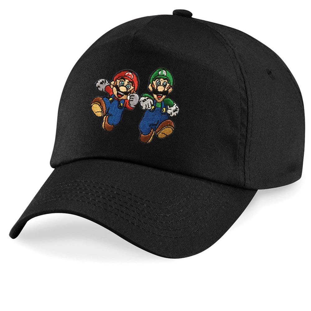 Stick Mario Super Baseball und Cap Brownie Blondie Luigi Kinder Nintendo Size Patch Schwarz & One