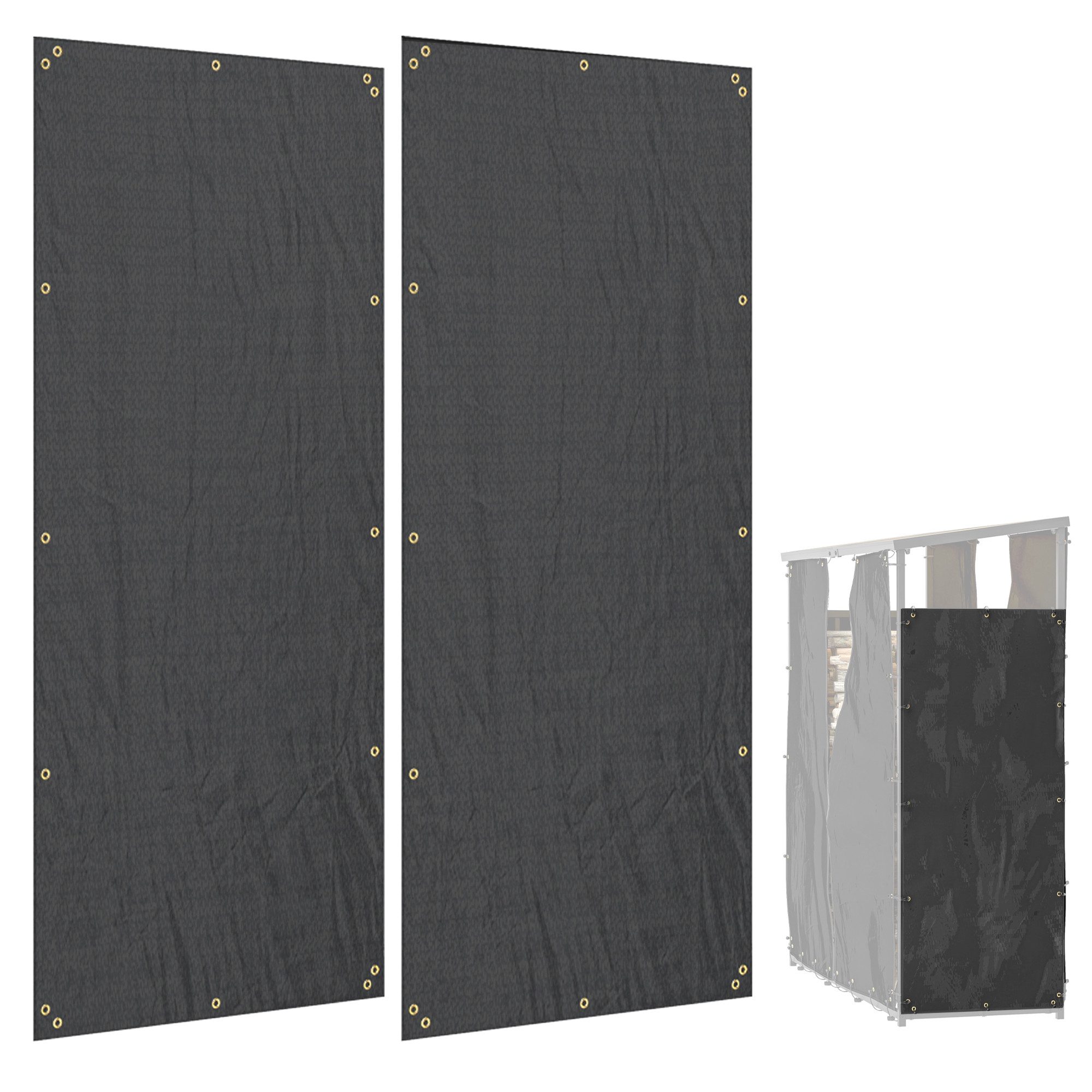 Outsunny Kaminholzregal 2er-Set, 148 x 62 günstig online kaufen