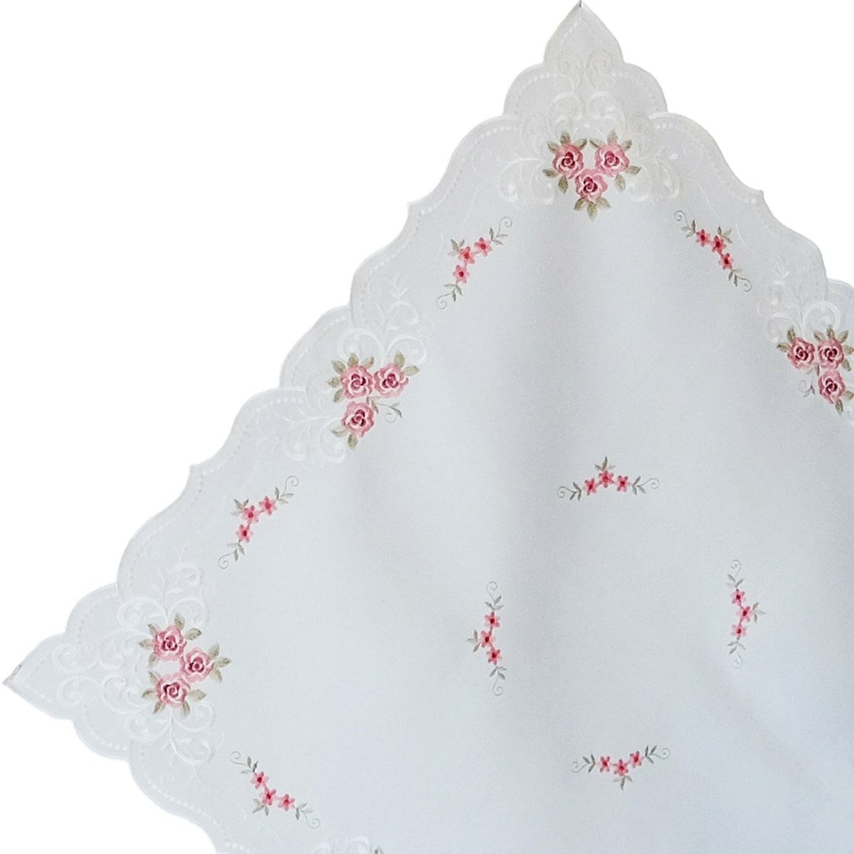 matches21 HOME & HOBBY Tischdecke Tischdecke MARGIT Stickerei Rosenmotiv weiß Polyester 130 x 170 cm (1-tlg), Pflegeleicht & waschbar bei 30 °C