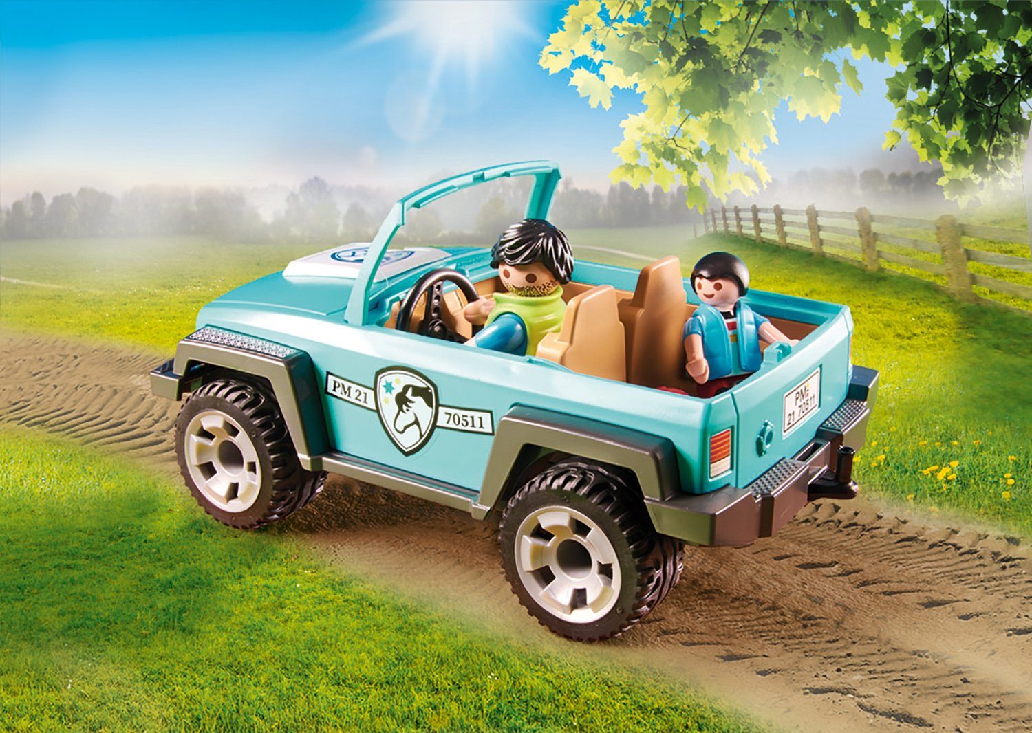 Playmobil® Country, Made Germany (44 St), mit in PKW Konstruktions-Spielset Ponyanhänger (70511),