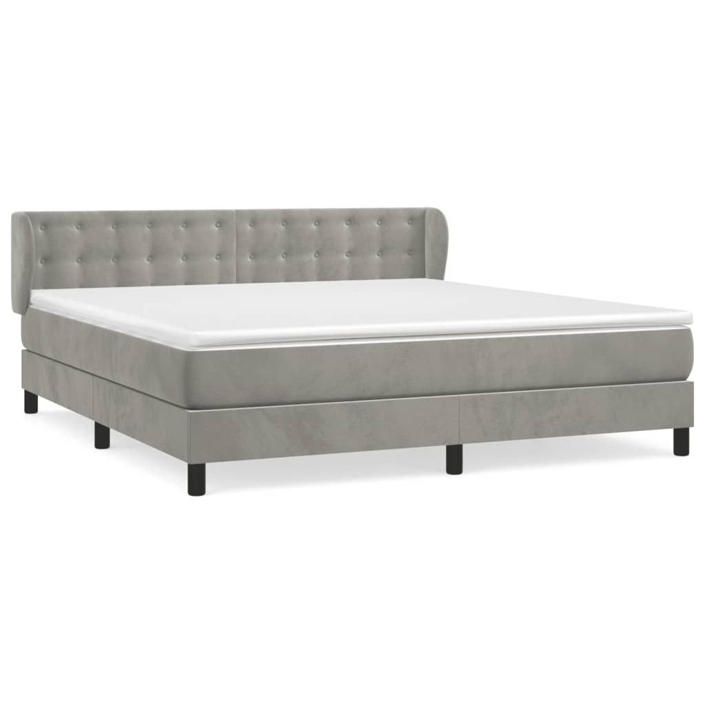 vidaXL Boxspringbett, Boxbett mit Matratze Hellgrau 180x200 cm Samt günstig online kaufen