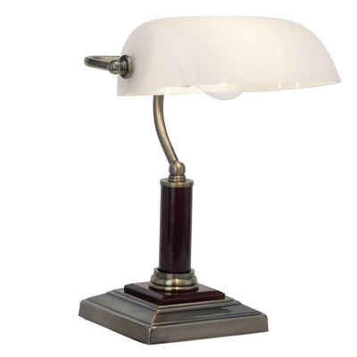 Brilliant Tischleuchte Bankir, Lampe Bankir Tischleuchte messing antik 1x A60, E27, 60W, geeignet f