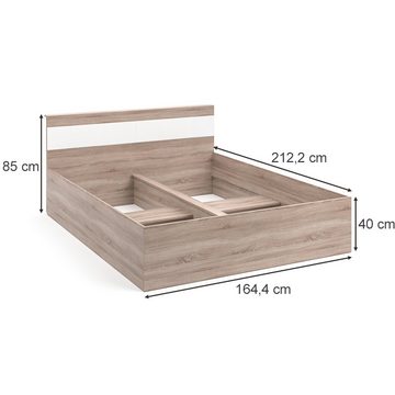 VitaliSpa® Bett Bettgestell Holzbett Doppelbett 160x200cm Adria mit Kopfteil