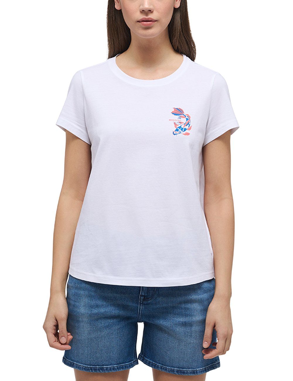 Brusthöhe Print, auf Alina MUSTANG Label-Print C T-Shirt Style