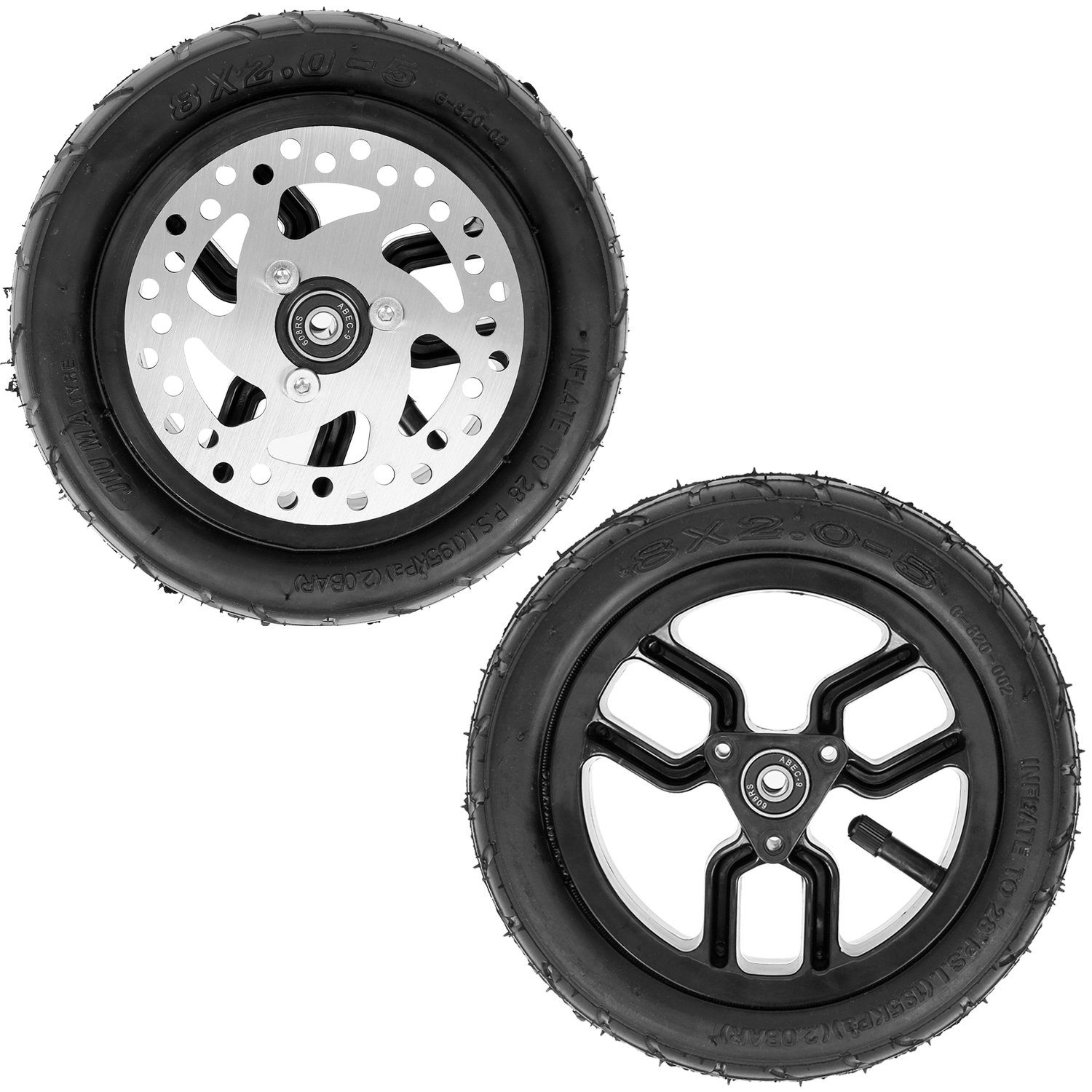 Mach1 Cityroller 2 Stück 200x40mm (190x40mm) Kickscooter Rollen-Set mit Scheibenbremse