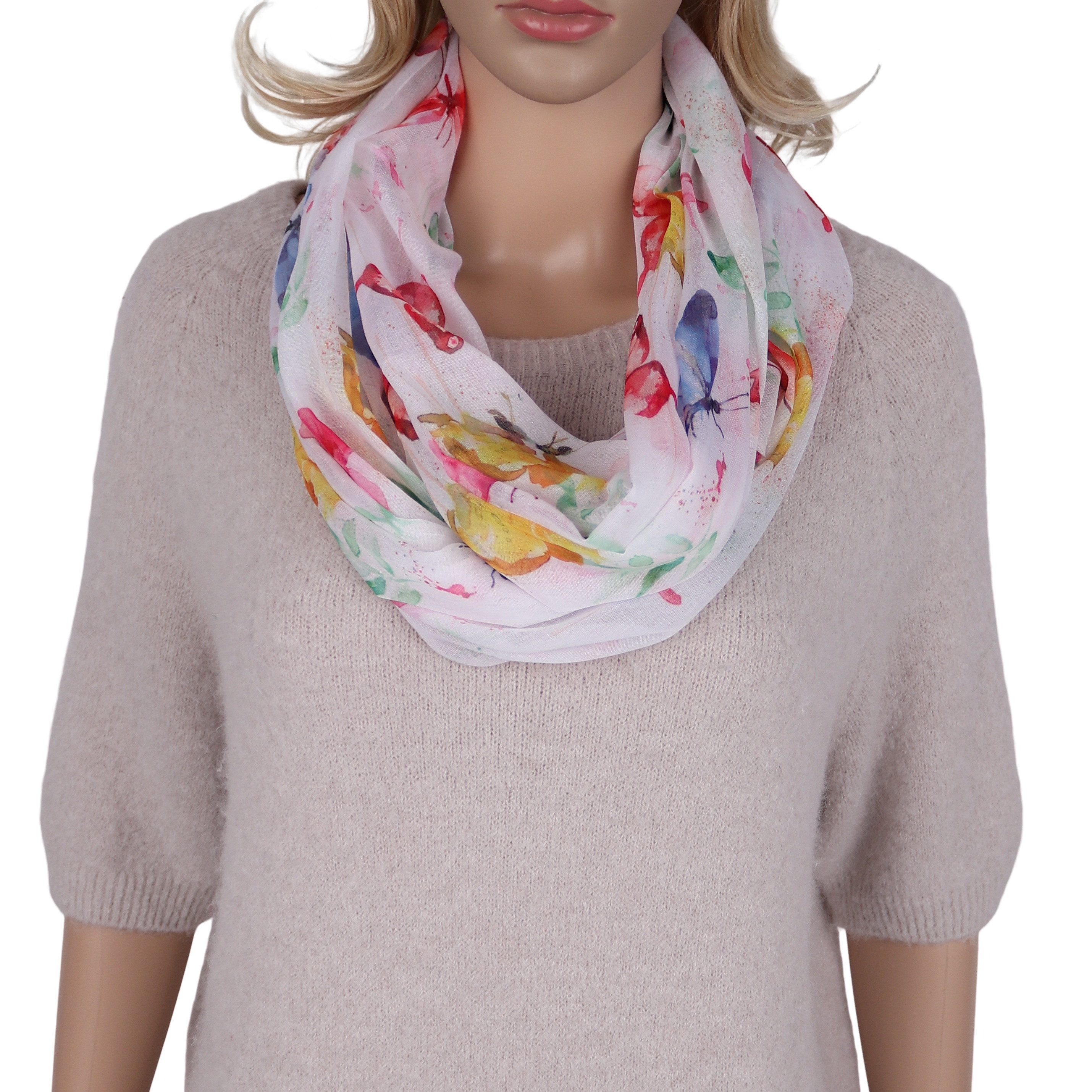 MIRROSI Loop Damen Schal mit Tollem Muster Weich aus 100% Viskose, Schlauchschal, (ca.160x48cm, zweimal um den Hals wickelbar), Damen Halstuch Stola ideal für Frühling,Sommer, Herbst