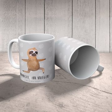 Mr. & Mrs. Panda Tasse Faultier Yoga - Grau Pastell - Geschenk, Teebecher, Becher, Atmung, T, Keramik, Einzigartiges Botschaft