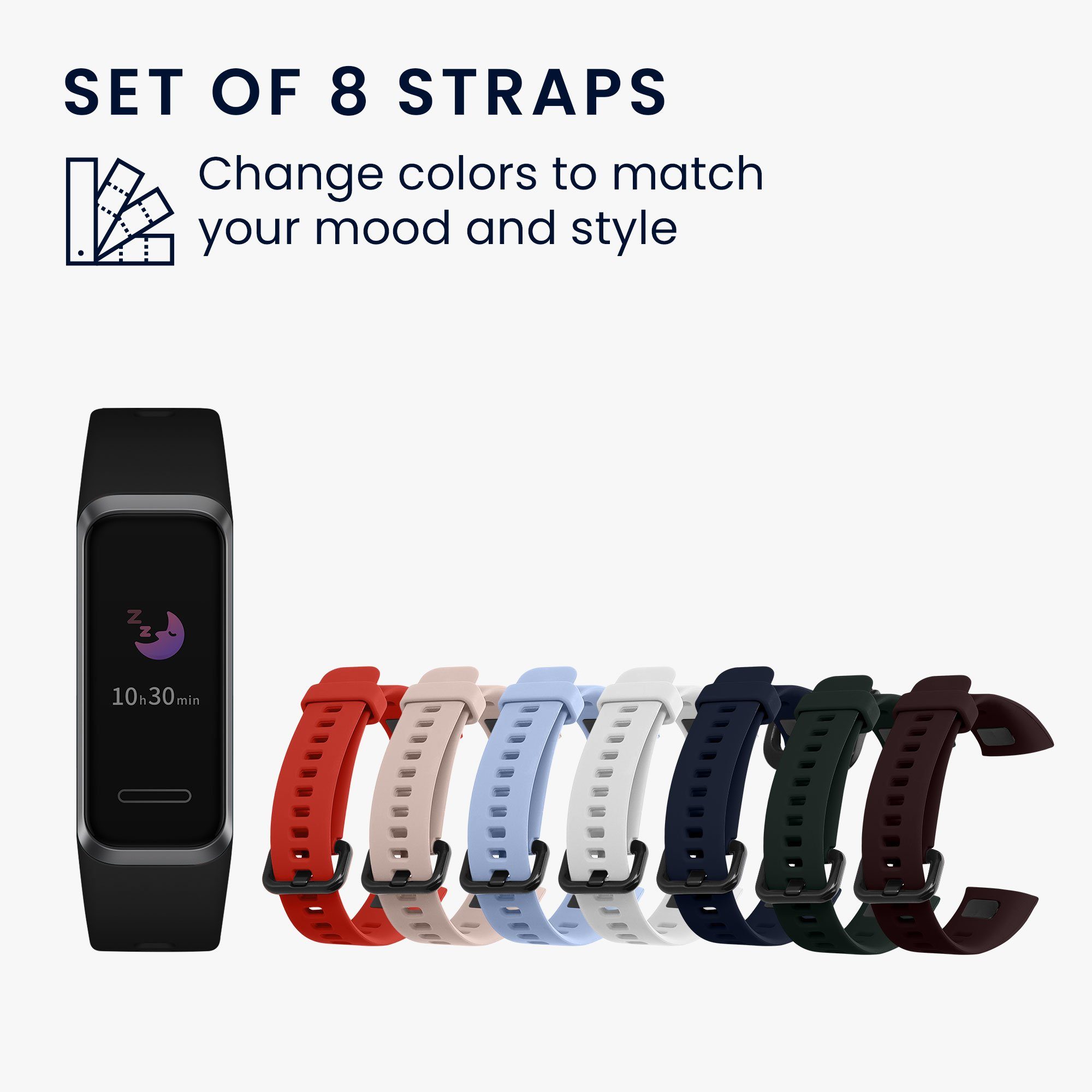 kwmobile 8x Sportarmband für Huawei Band 4 Armband Smartwatch, 8-tlg., Armband TPU Silikon Großes Set Fitnesstracker - verschiedene Farben