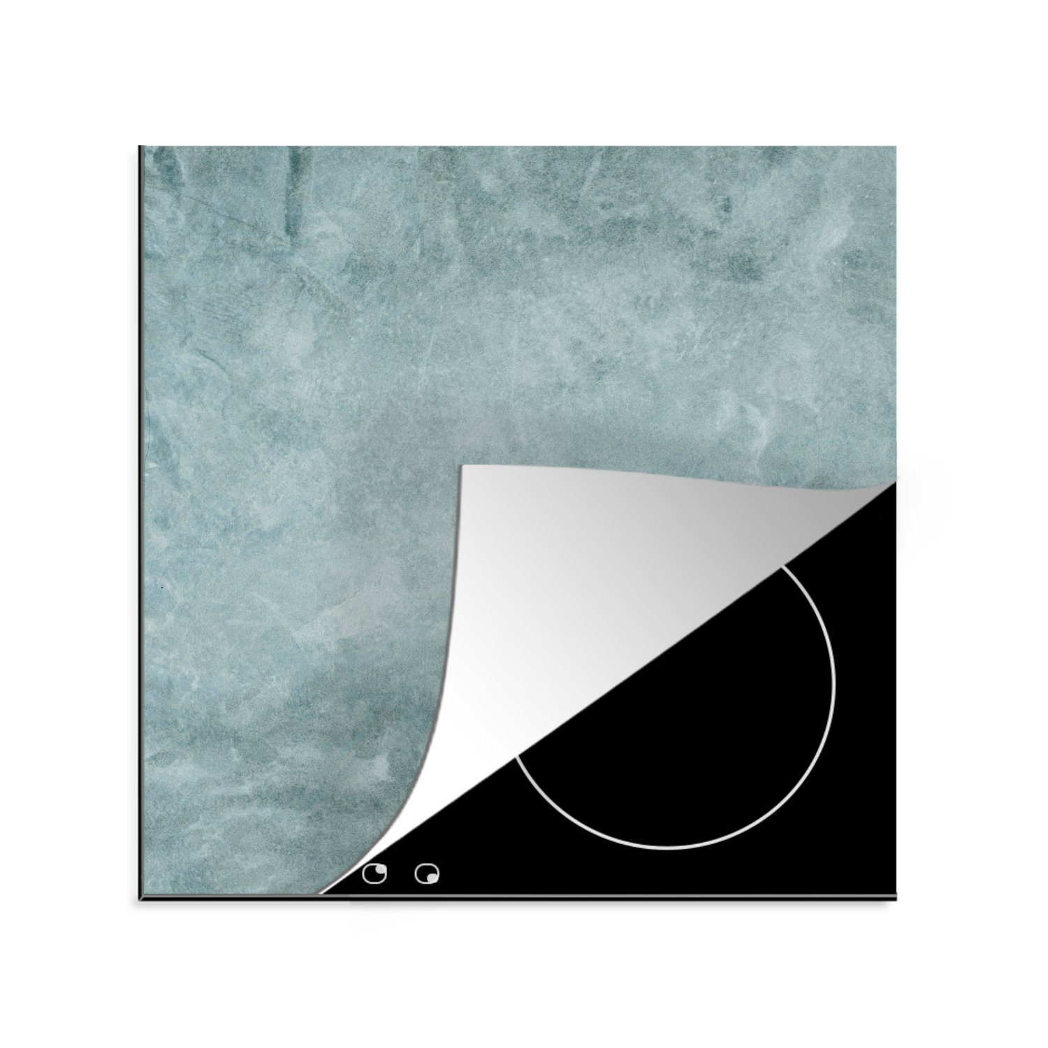 MuchoWow Herdblende-/Abdeckplatte Hell - Weiß - Grau - Beton, Vinyl, (1 tlg), 78x78 cm, Ceranfeldabdeckung, Arbeitsplatte für küche