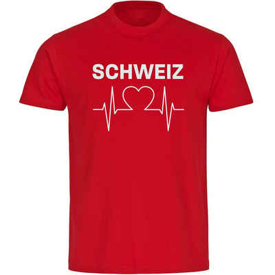 multifanshop T-Shirt Herren Schweiz - Herzschlag - Männer