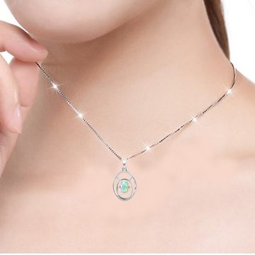 Limana Silberkette Damen Kette echter Opal Stein mit Anhänger 925 Sterling Silber (inkl. Herz Geschenkdose), Edelstein Geschenk Idee Geschenkidee Halskette Frauen