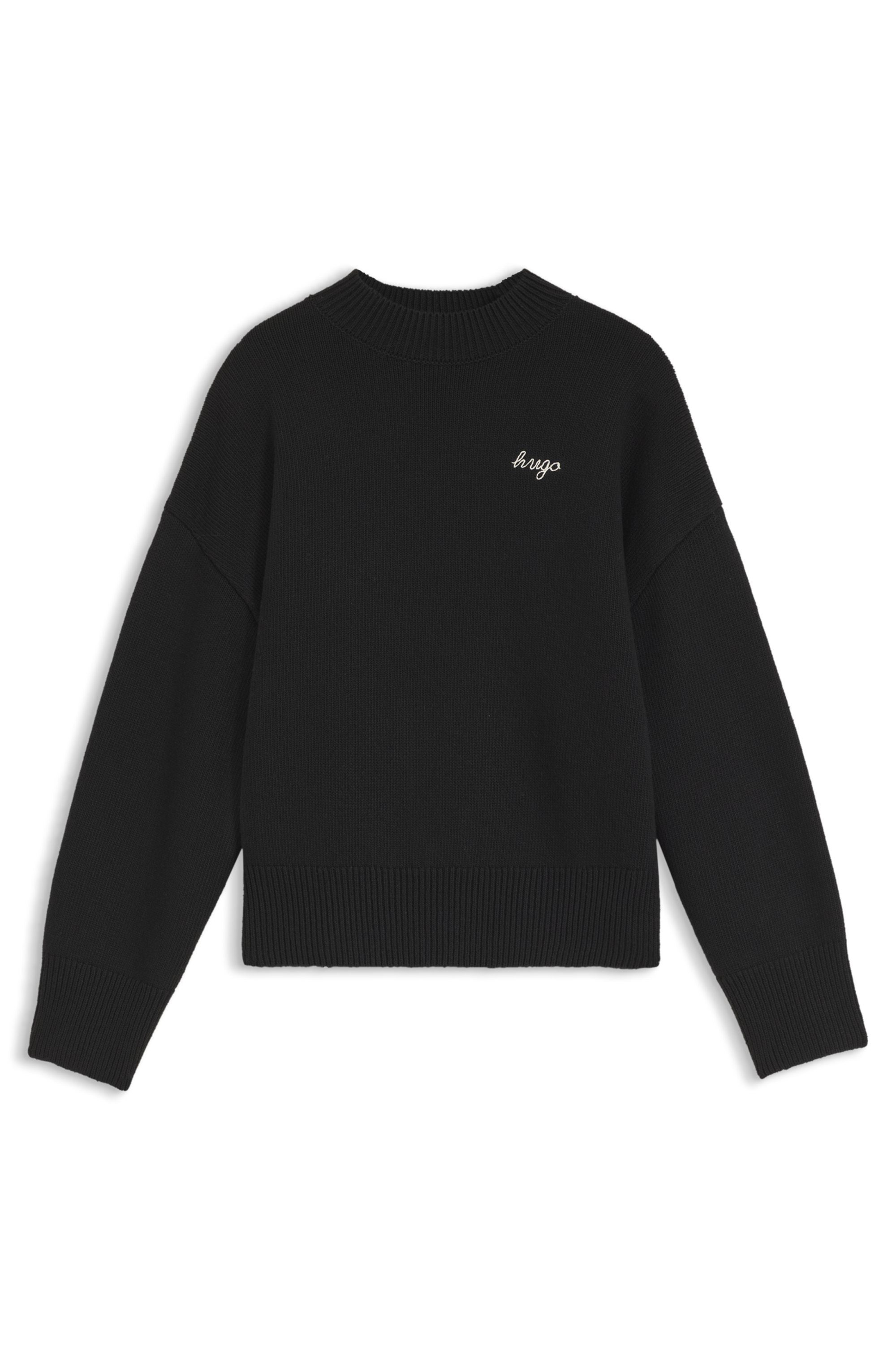 HUGO Strickpullover Shenny mit Stehkragen, Oversize Fit, Stickerei