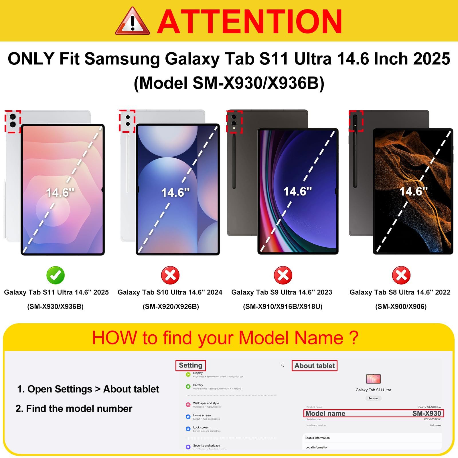 Fintie Tablet-Hülle für Samsung Galaxy Tab S11 Ultra 14.6 Zoll 2025 Tablet SM-X930/X936, Multi-Winkel Betrachtung Folio mit Dokumentschlitze & Auto Schlaf/Wach