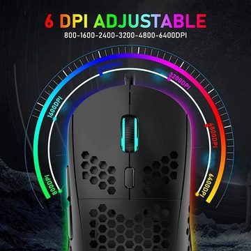 LexonElec RGB-Hintergrundbeleuchtung Tastatur- und Maus-Set, UV-beschichteten ultraleichter 65G Ergonomie Plug&Play-Kompatibilität